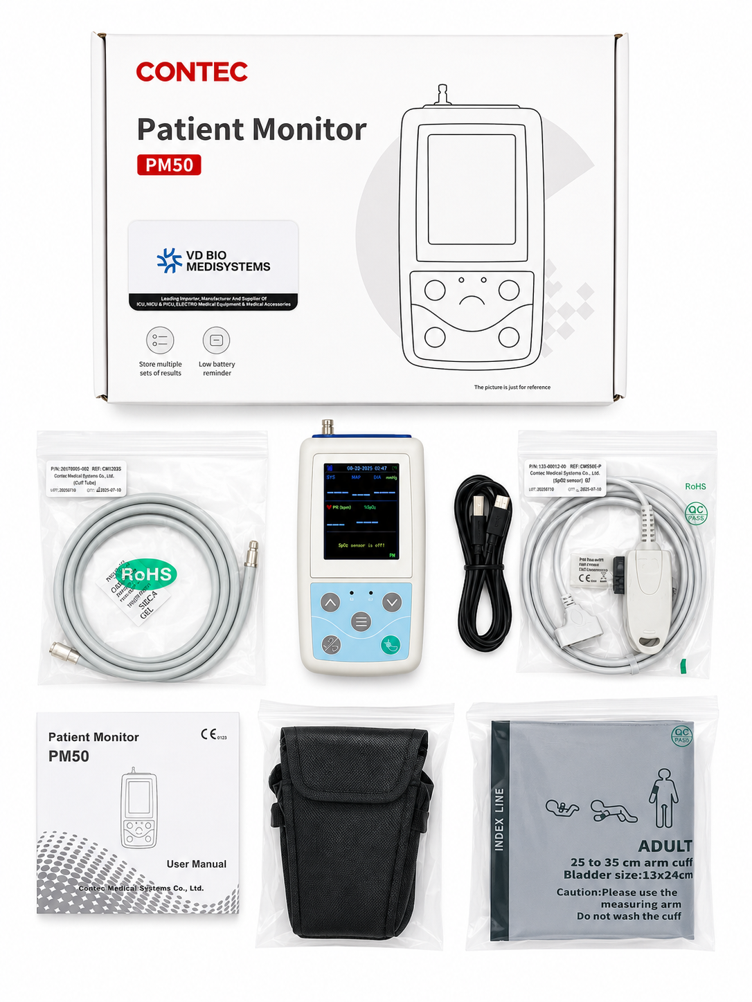 Contec PM50-24 hours Ambulatory Blood Pressure Monitor With Spo2
