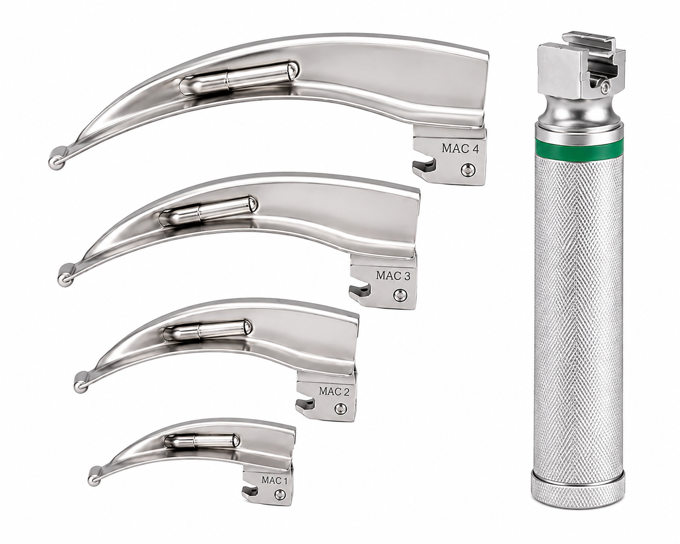 Fiber Optic Laryngoscope Set (Macintosh Type) 4 Blade Set