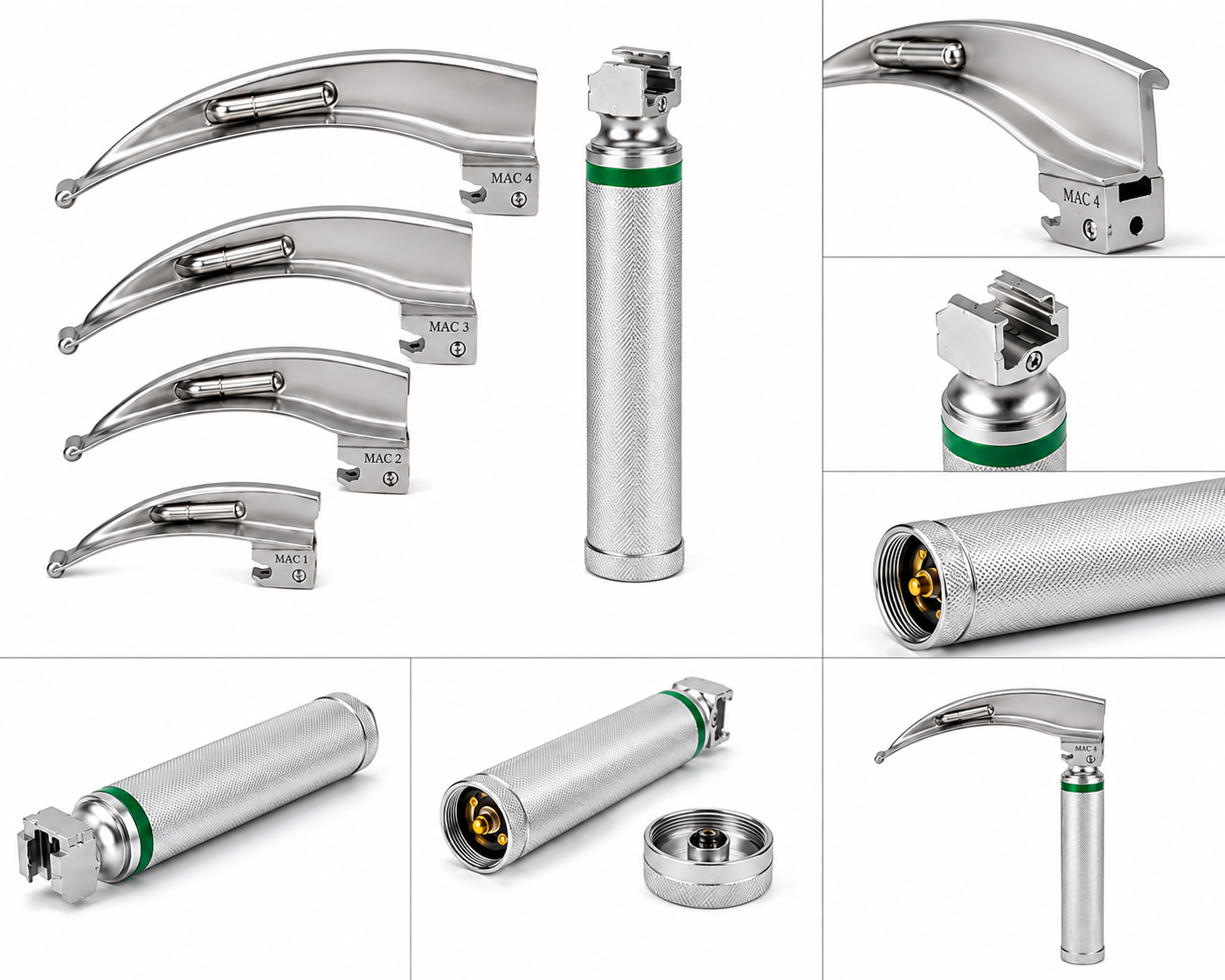 Fiber Optic Laryngoscope Set (Macintosh Type) 4 Blade Set