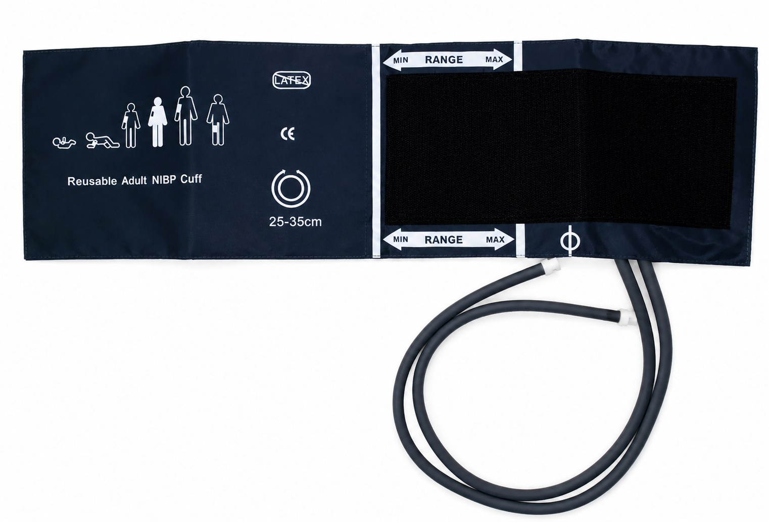 Reusable NIBP Cuff Double Tubing Adult Blue 25 to 35cm Impor - GE Make